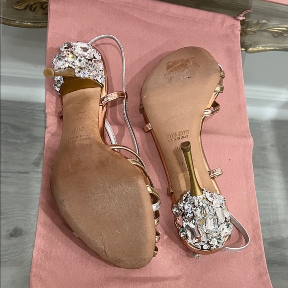Miu Miu Strappy Heels in Gold, Silver, and Pink - Picture 4 of 4